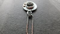 Pyritized Ammonite Negative Stone Stamped Sterling Silver 14k Gold Mixed Metal Pendant Necklace