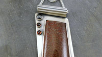 Dinosaur Bone Garnet Hematite Pendant, Oxidized Sterling Silver, Multi Stone Necklace, Modernist Industrial Stone Pendant