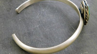 American Turquoise Cuff, Oxidized Sterling Silver, Green Turquoise Bracelet, Southwestern Design