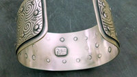 Mixed Pattern Riveted Cuff, Oxidized Sterling Silver, Ornate Metal Hardware Statement Bracelet