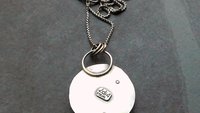British Pound Coin Sterling Silver 14k Gold Stamped Pendant, Vintage Coin Modernist Hand Fabricated Necklace