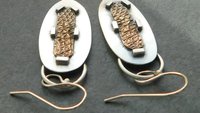 Sterling Silver Bronze Lizard Skin Mod Industrial Earrings, Mixed Metal Textured Dangles