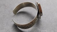 Fordite Modernist Cuff, Oxidized Sterling Silver, Detroit Fordite Bracelet