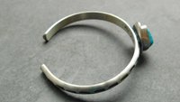 Kingman Turquoise Nugget Cuff, Oxidized Sterling Silver, American Turquoise Nugget Stamped Bracelet, Modern Southwest Design