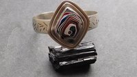 Fordite Modernist Cuff, Oxidized Sterling Silver, Detroit Fordite Bracelet