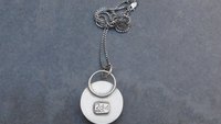 Hubei Turquoise Stamped Sterling Silver Pendant, Modern Southwestern Jewelry, Hand Fabricated Turquoise Necklace