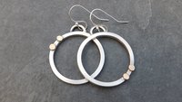 Silver Gold Heavy Metal Hoops, Mixed Metal Mod Hoop Earrings, Asymmetrical Earrings