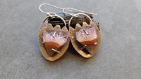 Amethyst Slice Raw Mineral Sterling Silver Boho Earrings, Natural Amethyst Crystal Dangles