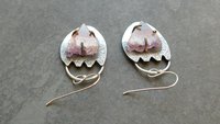 Amethyst Slice Raw Mineral Sterling Silver Boho Earrings, Natural Amethyst Crystal Dangles