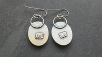 Leopard Skin Jasper Sterling Bronze Earrings, Mixed Metal Earth Tone Stone Dangles