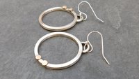 Silver Gold Heavy Metal Hoops, Mixed Metal Mod Hoop Earrings, Asymmetrical Earrings