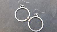 Silver Gold Heavy Metal Hoops, Mixed Metal Mod Hoop Earrings, Asymmetrical Earrings