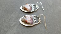 Amethyst Slice Raw Mineral Sterling Silver Boho Earrings, Natural Amethyst Crystal Dangles