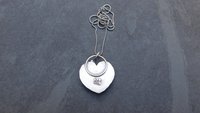 Millefiori Glass Heart Sterling Silver Stamped Pendant, Multi Color Flower Heart Necklace