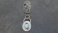 London Blue Topaz Sterling Silver 14k Gold Small Minimalist Pendant, London Blue Topaz Mixed Metal Necklace, Everyday Jewelry