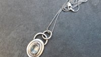 London Blue Topaz Sterling Silver 14k Gold Small Minimalist Pendant, London Blue Topaz Mixed Metal Necklace, Everyday Jewelry
