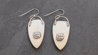 Petrified Fern Fall Color Stone Sterling Silver 14k Gold Earrings, Mixed Metal Orange Red Stone Dangles