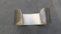 Pink Green Tourmaline Sterling Silver Wavy Wire Modernist Cuff Bracelet