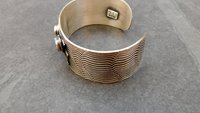 Pink Green Tourmaline Sterling Silver Wavy Wire Modernist Cuff Bracelet