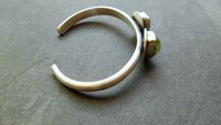 Raw Mineral Peridot Ruby Sterling Silver Bracelet, Pink Green Natural Crystal Jewelry