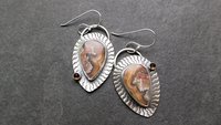 Brown Crazy Lace Agate Smoky Topaz Sterling Silver Wavy Stamped Earrings