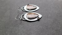Brown Crazy Lace Agate Smoky Topaz Sterling Silver Wavy Stamped Earrings