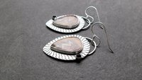 Brown Crazy Lace Agate Smoky Topaz Sterling Silver Wavy Stamped Earrings
