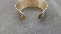 Pink Green Tourmaline Sterling Silver Wavy Wire Modernist Cuff Bracelet