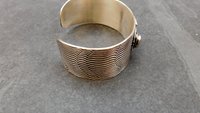 Pink Green Tourmaline Sterling Silver Wavy Wire Modernist Cuff Bracelet