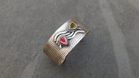 Pink Green Tourmaline Sterling Silver Wavy Wire Modernist Cuff Bracelet
