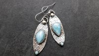 Larimar Deco Inspired Sterling Silver Dangle Earrings