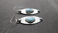 Larimar Deco Inspired Sterling Silver Dangle Earrings