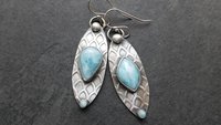Larimar Deco Inspired Sterling Silver Dangle Earrings