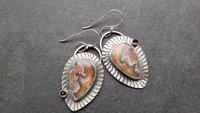 Brown Crazy Lace Agate Smoky Topaz Sterling Silver Wavy Stamped Earrings
