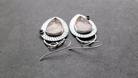 Brown Crazy Lace Agate Smoky Topaz Sterling Silver Wavy Stamped Earrings