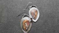 Brown Crazy Lace Agate Smoky Topaz Sterling Silver Wavy Stamped Earrings