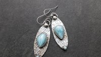 Larimar Deco Inspired Sterling Silver Dangle Earrings