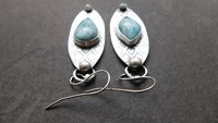 Larimar Deco Inspired Sterling Silver Dangle Earrings