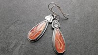 Rust Orange Agua Nueva Agate Sterling Silver Burning Flame Earrings