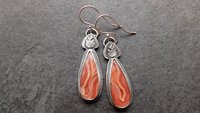 Rust Orange Agua Nueva Agate Sterling Silver Burning Flame Earrings