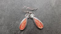 Rust Orange Agua Nueva Agate Sterling Silver Burning Flame Earrings