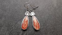 Rust Orange Agua Nueva Agate Sterling Silver Burning Flame Earrings