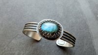 Flashy Blue Labradorite Sterling Silver Multi Wire Cuff Bracelet