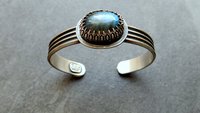 Flashy Blue Labradorite Sterling Silver Multi Wire Cuff Bracelet