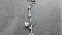 Citrine Peridot Sterling Silver Long Stem Sunflower Pendant Necklace
