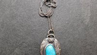 Kingman American Turquoise Southwest Style Sterling Silver Pendant Necklace