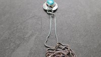 Kingman American Turquoise Southwest Style Sterling Silver Pendant Necklace