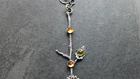 Citrine Peridot Sterling Silver Long Stem Sunflower Pendant Necklace