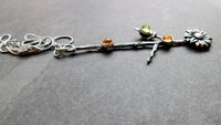 Citrine Peridot Sterling Silver Long Stem Sunflower Pendant Necklace