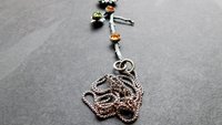 Citrine Peridot Sterling Silver Long Stem Sunflower Pendant Necklace